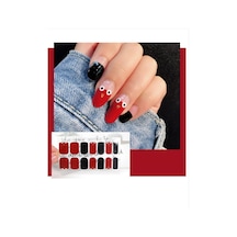 Tırnak Oje Sticker Nail Art Set, Kırmızı-siyah Desenli