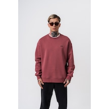 Erkek Respire Yazı Detaylı Basic Oversize Sweatshirt Gül Gülkurusu