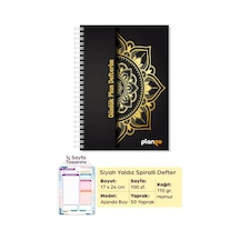 Siyah Yaldız Spiralli Günlük Planlama Defteri - 100 Sayfa - 17x24 Planlayıcı Defter Beyaz - Bej