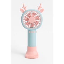 Boynuzlu Mini El Fanı 20 Cm Taşınabilir Şarjlı Masaüstü Fan Tek Kademeli Hız Kompakt Fan Tasarımı 7 Cm Çaplı
