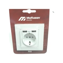 Mutlusan Çift Usb Li 5v 2.4a Topraklı Priz Beyaz Usb Girişli Priz 2.4a Hızlı Şarj Çocuk Koruma Beyaz Diğer
