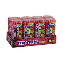 Mentos Sour Çilek Aromalı Şekersiz Tatlandırıcılı Ekşi Draje Sakız 56 Gr X 6 Adet-438