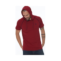 T8570 Dewberry Kapşonlu Erkek T-shırt-bordo Bordo