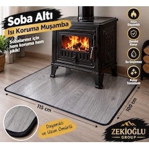 Ahşap Desenli Dikili Soba Altı Muşamba 100 X 115 Cm Isı Koruyucu Soba Altı Örtüsü