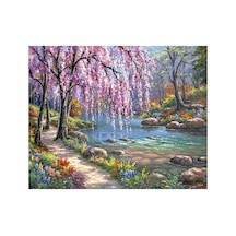 Renkli Orman Nehri Çerçeveli 90x110 Sayılarla Boyama Hobi Seti