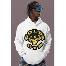 Sevbano Gold's Gym Arnold Tasarım Baskılı Unisex Oversize Bodybuilding Fi beyaz