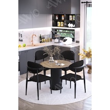 Avvio Talex Bohem Ayak Siyah Polo Metal Sandalye 90x90 Yemek Masası Mutfak Masası Masa Sandalye Takımı Akçaağaç