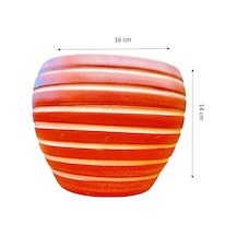 BİTKİ TASARIMI EV DEKORASYON YAN ÇİZGİ DESENLİ TERRAKOTA TOPRAK SAKSI SAKSILIK SALON ÇİÇEKLİK - 15 CM