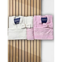 Elmas Bambu 10 Parça Aile Bornoz Takımı Krem Pembe Çok Renkli