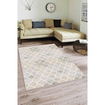 Yeşil Fas Desen Kaymaz Taban Makinede Yıkanabilir Halı Fs01n11
