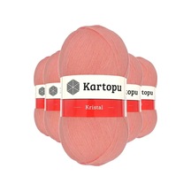 Tedar 5 Adet Kristal Çift Katlı El Örgü Lif İpi Koyu Somon K1217 - Kartopu Mudanis Najmaddin (No:1) 8.5Cm X 10.5 Cm