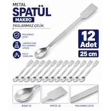 Metal Spatül Makro 25 Cm - Paslanmaz Çelik Spatula- 12 Adet