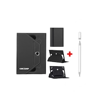 Samsung Active Pro T547 Uyumlu Kılıf Universal Standlı + Dokunmatik Tablet Kalem Stylus Kapaklı Kılıf