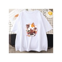 Tarzsokak Beyaz Neko Dog Köpek Japon Tarzı Bluz Yaz Popüler Ka