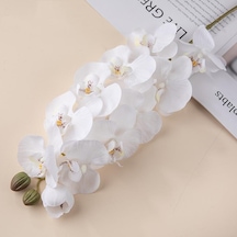 Beyaz 10 Kafaları 72 Cm Yapay Çiçek Phalaenopsis Lateks Silikon Gerçek Dokunmatik Büyük Orkide  Ev