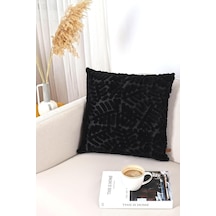 Bohem Özel Tasarım Punch Panç Desen Kare Dekoratif Kırlent Kılıfı 50x50 Cm Forest Siyah Diğer