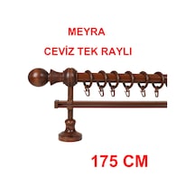 Meyra Demonte Başlıklı Ahşap Rustik Perde Askısı - Tek Raylı -ceviz 175 Cm Ceviz