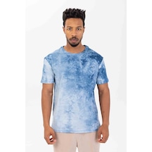 Monox Erkek Batik Baskı Tshirt Mavi