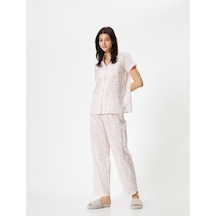 Koton Çiçekli Pijama Altı Cepli Beli Lastikli Pembe Desenli 4slk50033mw Pembe