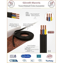 Trendhomm 3x1.5 Ttr Yassı Elektrik Kablosu - %100 Bakır - 4 Metre