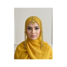 Taşlı Sallantılı Alınlıklı Saç Aksesuarı Gelin,kına,nişan,söz,after,bride,party Sarı - 871609800 Sarı