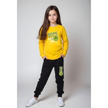 Fyk Kids Bel Detayı Lastikli Street Yazı Baskılı Kız Çocuk Alt-üst Takım Sarı