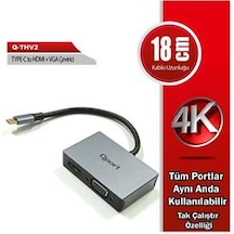 QPORT (Q-THV2) TYPE-C TO HDMI/VGA CEVIRICI