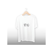 Barış Sevgi Mutluluk Detaylı Unisex Tişört Beyaz
