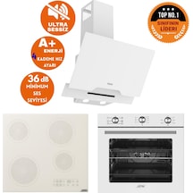 Afm Tech Ve Ferre Raleo Ultra Sessiz Elektrikli Vitro Beyaz D064-SA + V5-04 + FM7601 Ankastre Set