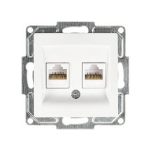 Visage İkili Data Prizi 2 X Rj45 Cat6 , Beyaz Mekanizma + Tuşkapak