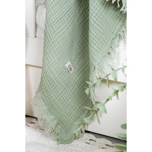 Müslin 4 Katlı Bebek Battaniyesi 110CM X 110CM%100 Doğal Organik Pamuk Yeşil Renk Genel