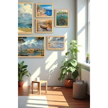 8 Li Ahşap Çerçeveli Tablo Seti Çiçek Temalı 35x50 Ve 20x30 Cm Dekoratif Duvar Tablosu-çiçek 50 x 22