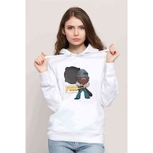 Pubg Tava Baskılı Beyaz Kadın Kapşonlu Sweatshirt