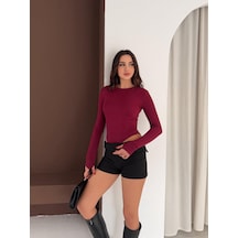 Elaxi Kadın Bisiklet Yaka Uzun Kollu Parmak Geçme Detaylı Altı Çıtçıtlı Full Likralı Buzzy Body Bordo Elaxi Kadın Bisiklet Yaka Uzun Kollu Parmak Geçme Detaylı Altı Çıtçıtlı Full Likralı Buzzy Body Bordo