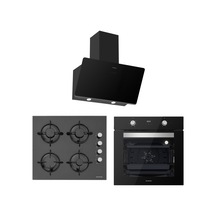 Silverline BO6502B02 - CS5349B01 - 3457 Soho 60 Siyah Cam Ankastre Set