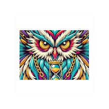 Renkli Baykuş Ve Gözler Art Mdf Tablo