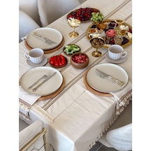 Dnc Home Tekstil Ndchome 12li Amerikan Servis Runner Seti Krem