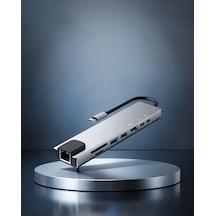 8 Portlu Type-c Hub Sd Tf Usb Ethernet Çoğaltıcı Uczzzz Apple MacBook Uyumlu çeviriciiiiiii1