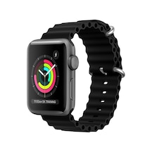 iOs Watch Uyumlu 42mm Zga Ocean Silikon Saat Bandı İçin Siyah