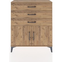 Arges Şifonyer Tek Raflı 3 Çekmeceli 2 Kapaklı 88x30x106 Çam-çam Çam