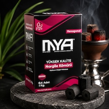 Mya Hexagonal Nargile Kömürü 1 Kg 64 Adet Doğal Hindistan Cevizi Kömürü, Uzun Yanış Süresi