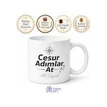 Cesur Adımlar At Yazılı Baskılı Kupa Bardak Motivasyon Hediye Beyaz / Çok Renkli