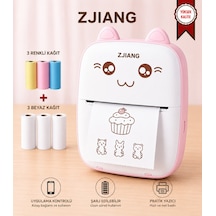 Netum Pembe Mini Yazıcı Mini Taşınabilir Termal Yazıcı Kablosuz Bağlantı 3 Renkli 3beyaz Kağıt