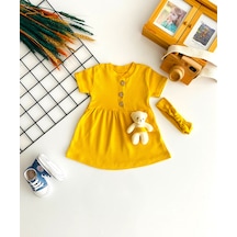 Neşeli Bebekler Oyuncaklı Saç Bantlı Elbise Sarı