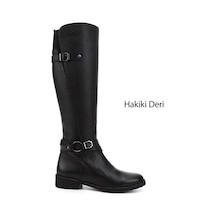 Gönderi(R) Gönderi R Kadın Siyah Floter Fermuarlı Kauçuk Taban Hakiki Deri Çizme Dkzc61363564 Siyah Floter