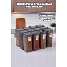 12 Adet 1.7 Lt Bakliyat Saklama Kabı Seti-hava Geçirmez Kapaklı-çok Amaçlı Mutfak Kiler Düzenleyici Gri - 749360748 Gri