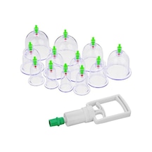 Kupa Çekme Vakumlu Masaj Aleti Hacamat Seti Selülit Cihazı 12'li Şeffaf Kupa Çekme Vakumlu Masaj Aleti Hacamat Seti Selülit Cihazı 12'li Şeffaf