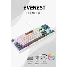 Everest Kb-98 Sılent Tkl Beyaz/gri Mavi Rainbow Q Membrane Klavye Everest Kb-98 Sılent Tkl Beyaz/gri Mavi Rainbow Q Membrane Klavye