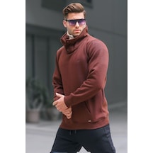 Madmext Acı Kahverengi Yaka Detaylı Erkek Sweatshirt 4411-acı Kahverengi Acı Kahverengi