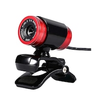 Usb 2.0 360 Dönebilen Yüksek Kaliteli Web Kamerası, Mikrofonlu, Siyah-kırmızı